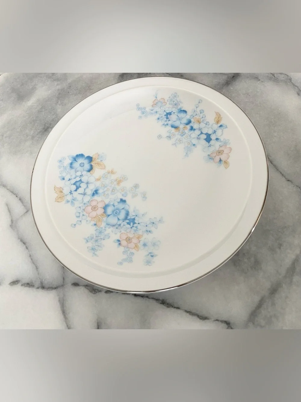 Vintage FANCI FLORAL Blue Morn Collection Japan Salad Plates (4)